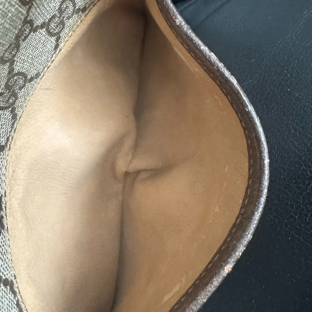 Gucci Beige and Brown Monogram Pouch Preloved Used - Picture 12 of 17